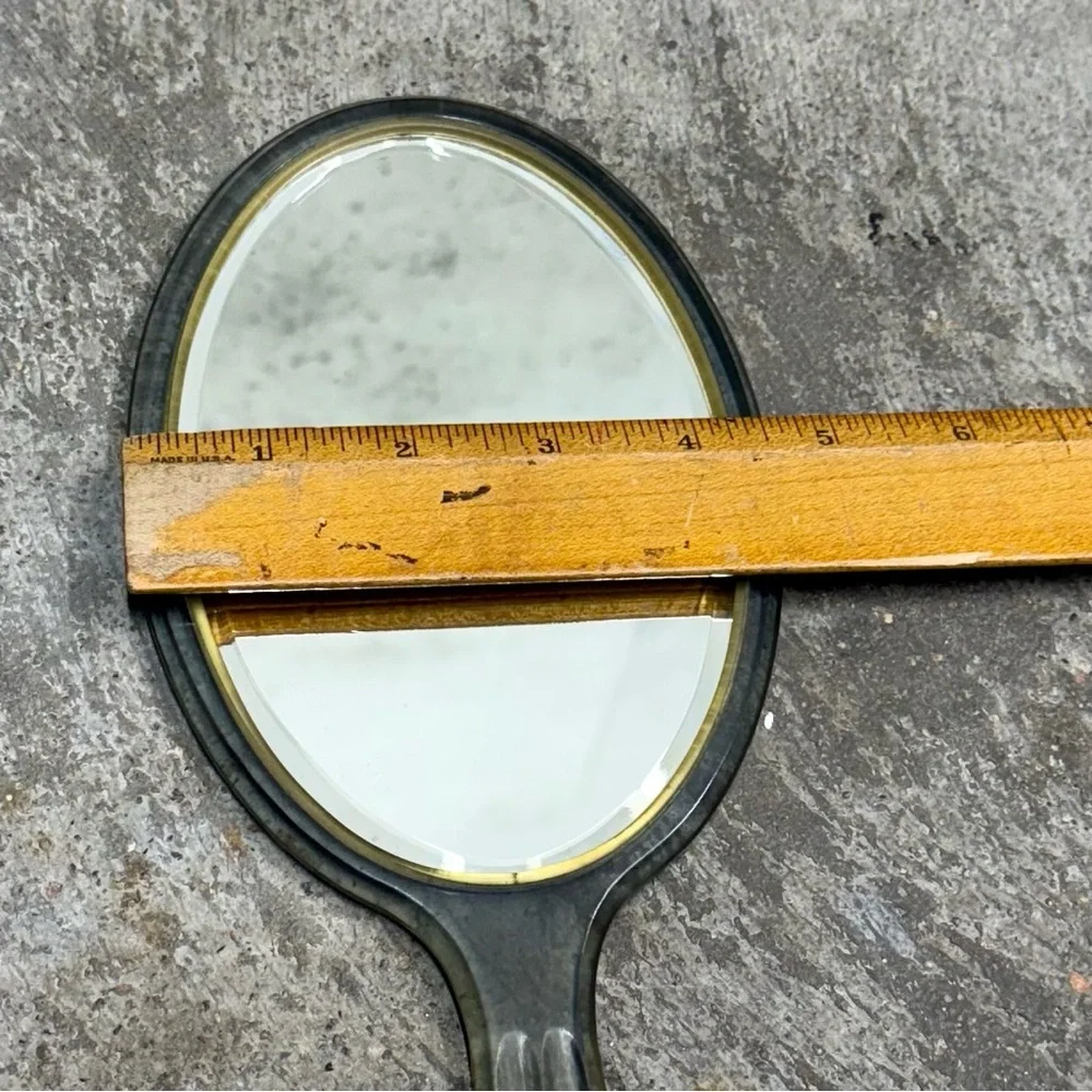 Vintage Jade Vanity Hand Mirror Retro Double Sided 12”